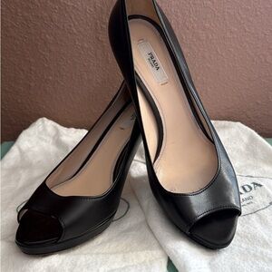 Prada Women's Black Peep-Toe Heels